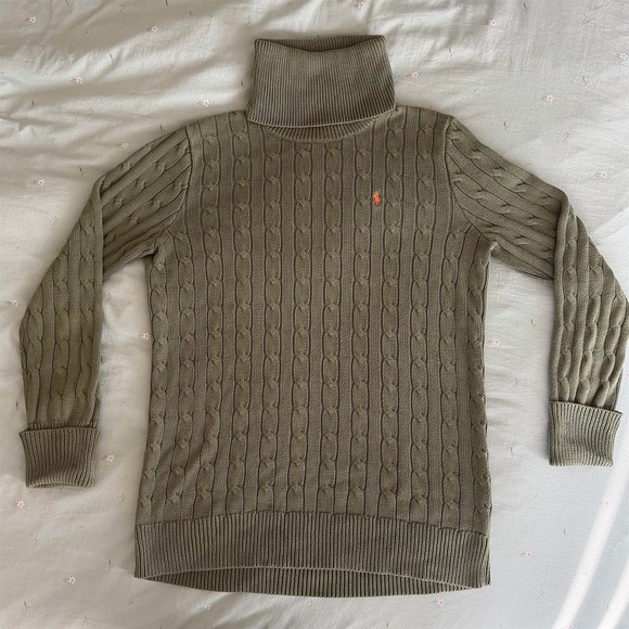 Ralph Lauren Sweaters - Vintage Y2K Cable-Knit Cotton Turtleneck Sweater